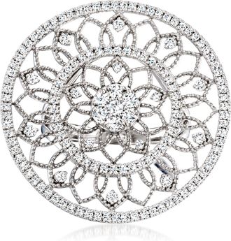 Ross-Simons Diamond Openwork Circle Ring in Sterling Silver