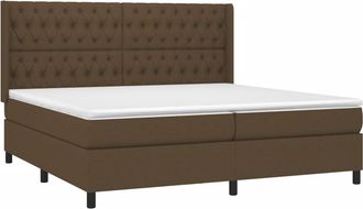 vidaXL Vidaxl - Cama Box Spring Con Colch&oacute;n Tela Marr&oacute;n Oscuro 200x200 Cm