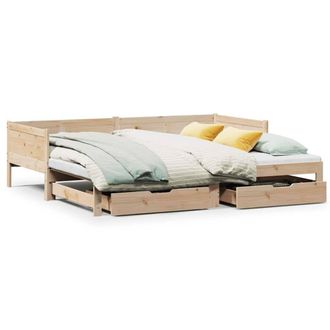 Berkfield Home Daybed with Trundle & Drawers without Mattress 80x200 cm in Light Tan