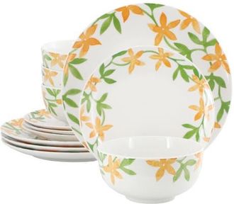 Gibson Home Surrey Hill 12 Piece Round Fine Ceramic Dinnerware Set in White at Nordstrom