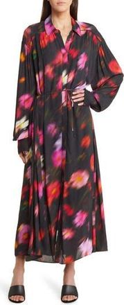 Rag & Bone Aubrey Abstract Floral Long Sleeve Maxi Shirtdress in Blkfloral at Nordstrom Rack, Size Medium