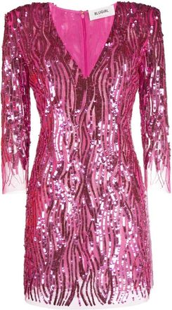 Blugirl sequinned V-neck mini dress - women - Polyamide/PVC/Polyamide - 40 - Pink