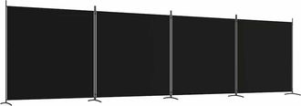 vidaXL Biombo Divisor De 4 Paneles De Tela Negro 698x180 Cm Vidaxl