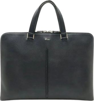 Dior Pre-owned Handbags, male, Black, Size: ONE SIZE Pre-owned Homme Leather Briefcase