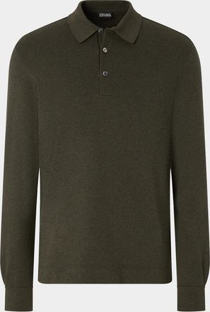 Ermenegildo Zegna Men & apos;s Cotton Long-Sleeve Polo Shirt