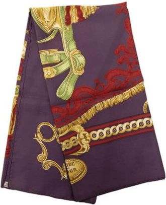 Herm&egrave;s Pre-owned Bride de Cour Zijden Sjaal - Dames - Vintage Accessoires - Paars - ONE Size - Vintage