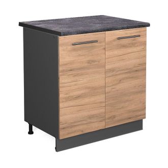 Vicco Mobile lavello cucina Fame-Line, Quercia dorata, 80 cm con ripiano, pl Antracite Vicco