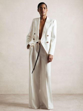 Reiss White Atelier Double Breasted Suit Blazer, 14