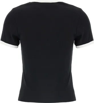 Courr&egrave;ges Logo-Embroidered Contrast T-shirt - Black