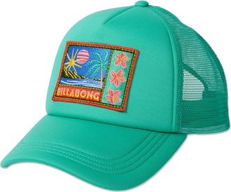 Billabong Embroidered Trucker Hat in Green Tropics at Nordstrom