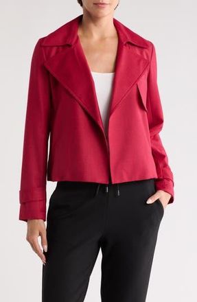 Theory Menefer Wool Flannel Trench Jacket in Pink Ruby Melange at Nordstrom Rack, Size Petite