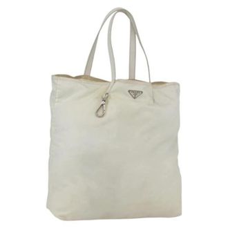 Prada Pre-owned Tote Bags, female, White, Size: ONE SIZE Pre-owned Vintage Nylon Tote Bag