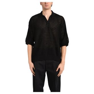 Daniele Alessandrini Polo Shirts, male, Black, Size: 2XL V-Neck Polo Shirt