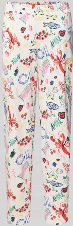 Christian Berg Pyjama-Hose im Allover-Look mit elastischem Bund in Offwhite, Gr&ouml;&szlig;e XXL