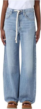 Citizens Of Humanity Indigo Trekkoord Wijde Pijp Jeans - Dames - Loose Fit Jeans - Blauw - W28 - Denim - Jeans