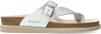 Mephisto Zilveren Teenloafer Sandaal - Dames - Slippers - Grijs - 37 EU - Leer - Schoenen