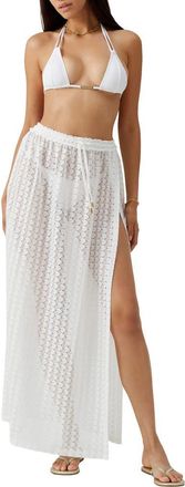 Melissa Odabash Mendi Embroidered Lace Cover-Up Skirt in White at Nordstrom, Size X-Small