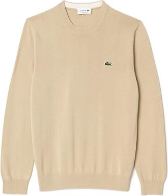Lacoste Katoenen trui met ronde hals - Heren - Ronde hals truien - Beige - S - Katoen - Truien & Vesten