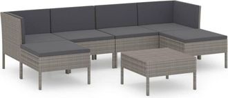 vidaXL Set De Muebles De Jard&iacute;n 7 Pzas Y Cojines Rat&aacute;n Sint&eacute;tico Gris Vidaxl