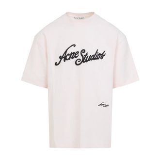 Acne Studios T-Shirts, male, Pink, Size: L Logo T-shirt