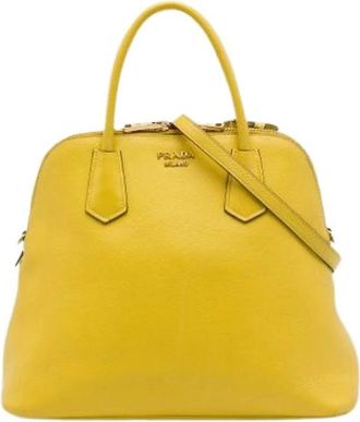 Prada Pre-owned Vintage Satchel - Dames - Vintage Handtas - Geel - ONE Size - Leer - Vintage