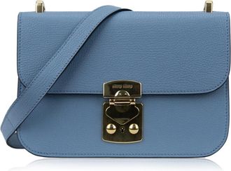 Miu Miu Cross Body Bags, female, Blue, ONE SIZE, Leather Shoulder Bag with Snap Closure