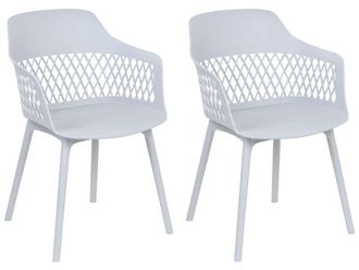 Beliani Beliani - Conjunto De 2 Sillas De Comedor Gris Claro Asiento Sint&eacute;tico Patas Almira