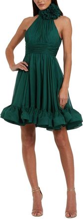 Mac Duggal Sleeveless Chiffon Mini Dress With 3D Flower