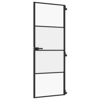 Berkfield Home Interior Door Slim Black 76x201.5 cm Tempered Glass & Aluminium