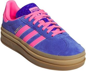 adidas Gazelle Bold Platform Sneaker in Lucid Blue/Lucid Pink/Gold at Nordstrom, Size 7.5