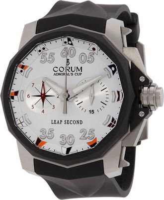 Corum Admirals Cup Leap Second Foudroyante Chronograph White Dial Titanium Mens Watch 895931060371AA92