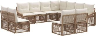 vidaXL Conjunto De Sof&aacute;s De Jard&iacute;n 11 Uds. Beige Rat&aacute;n Sint&eacute;tico Vidaxl