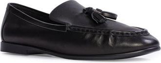 Black Suede Studio Finn Tassel Loafer in Black Leather at Nordstrom, Size 11Us