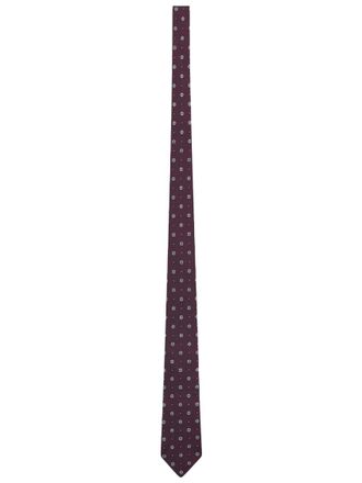 Saint Laurent Bordeaux Jacquard Pattern Tie