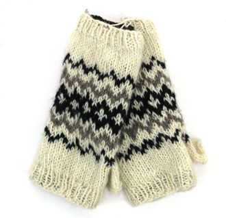 Loud Elephant Hand Knitted Wool Arm Warmer - Fairisle Cream