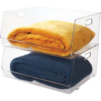 iDesign Stackable Open-Front Bin with Handles, Set of 2, Clear, Made in USA at Nordstrom