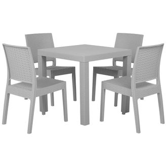 Beliani Beliani - Conjunto De Comedor De Jard&iacute;n Gris Claro Con Mesa Rectangular 4 Plazas Fossano
