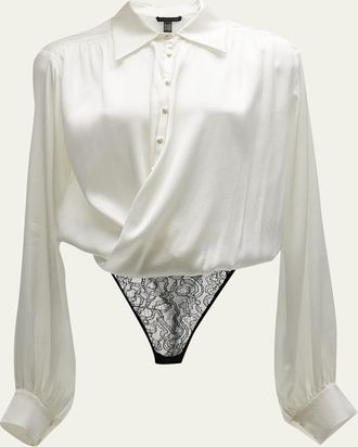 Kiki De Montparnasse Crossover Blouson-Sleeve Bodysuit