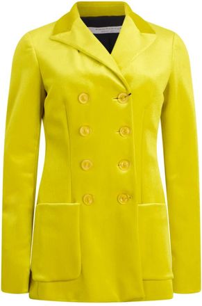 Philosophy di Lorenzo Serafini Double-breasted Velvet Blazer - female - Philosophy di Lorenzo Serafini - Blazers - Yellow - XS - Jackets