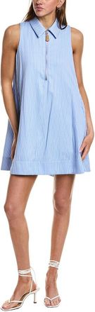 English Factory Collared Sleeveless Linen-Blend Mini Dress