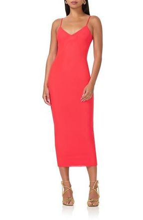 AFRM Amina Mesh Midi Slipdress in Cherry at Nordstrom Rack, Size Large