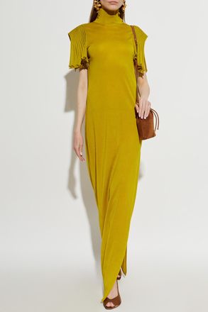 Alaia Long Dress With Turtleneck, Womens, Yellow