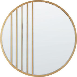 Beliani Espejo De Pared Moderno Marco De Mdf Forma Redonda Con Ganchos Dorado Coust
