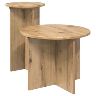 vidaXL Conjunto De Mesas Auxiliares 2 Pcs Roble Artesanal Vidaxl