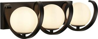 Searchlight Searchlight Twister 3 Light Wall Light, Matt Black, Matt Opal Glass