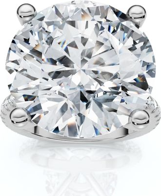 Pompeii3 Certified 10 1/3Ct Round Diamond Engagement Ring With Accents 14k Gold Lab Grown