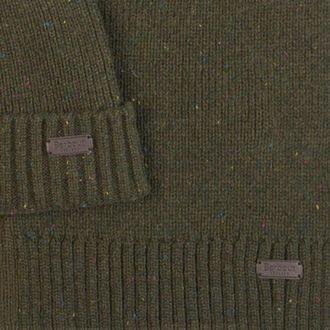 Barbour Mens Beanie And Scarf Gift Set Olive Green Acrylic