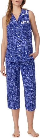 Eileen West Floral Sleeveless Capri Cotton Jersey Pajamas in Navy Print at Nordstrom, Size X-Small