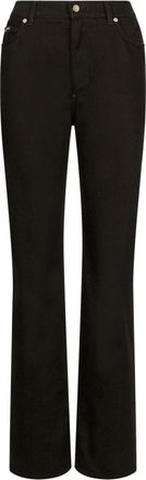 Dolce & Gabbana logo-patch wide-leg jeans - women - Cotton - 38 - Black
