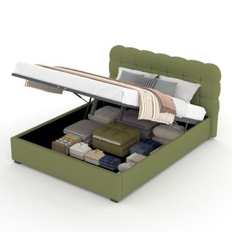 Concept Usine Cama con canap&eacute; abatible estilo nube 140x190 cm en terciopelo verde